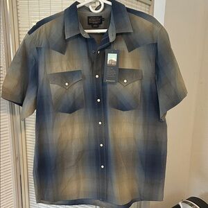 Pendleton Beige and Blue Plaid Casual Shirt